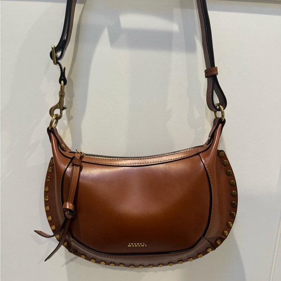 Isabel Marant Tan Leather Shoulder Bag with Gold Studs - Picture 2 of 7